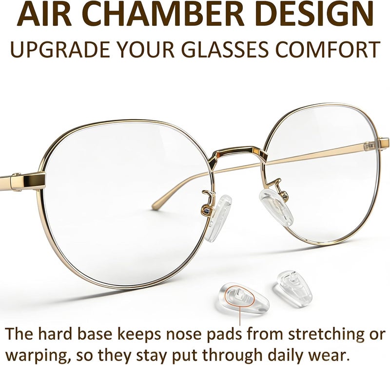 PFDHQS 5-Pairs Silicone Eyeglass Nose Pads, Pressure-Reducing Air Chamber Design | Screw-in Style Glasses Nose Pads Replacement Kit, Anti-Slip & Easy Install, Fit for Most Eyeglasses & Sunglasses - Image 4